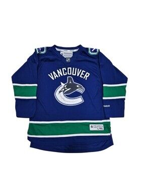 Vancouver Canucks Youth L XL Reebok NHL Hockey Jersey Blue